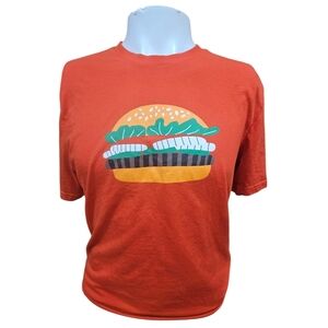 Burger King Graphic T-Shirt •‎ Red Crewneck Tee • Retro Fast Food Logo • Size MD